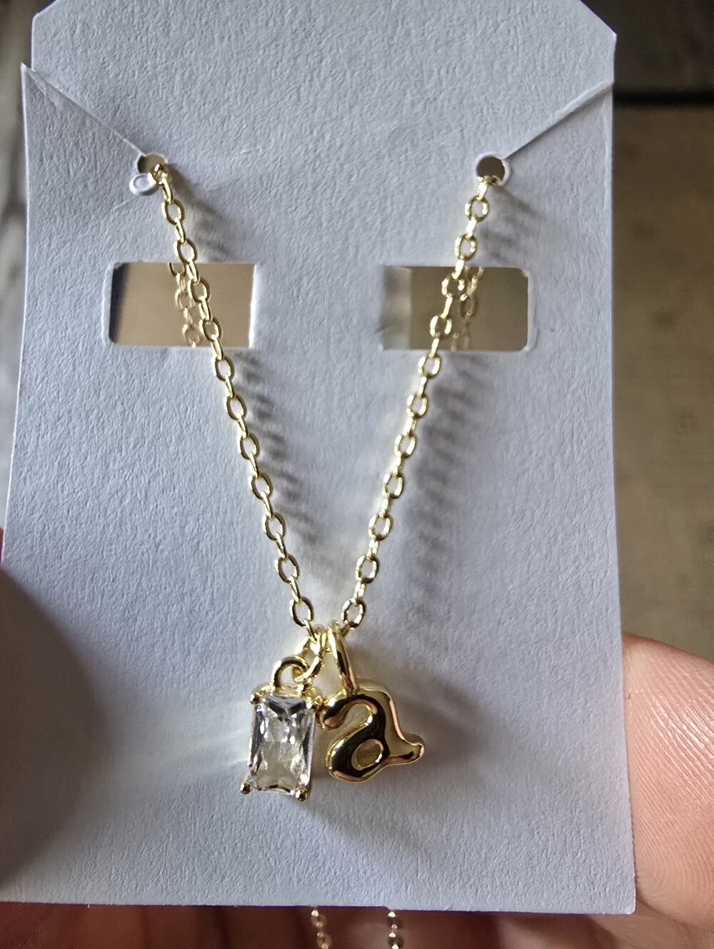 14k Gold Plated Initial 'a' Necklace with Moissanite April Birthstone